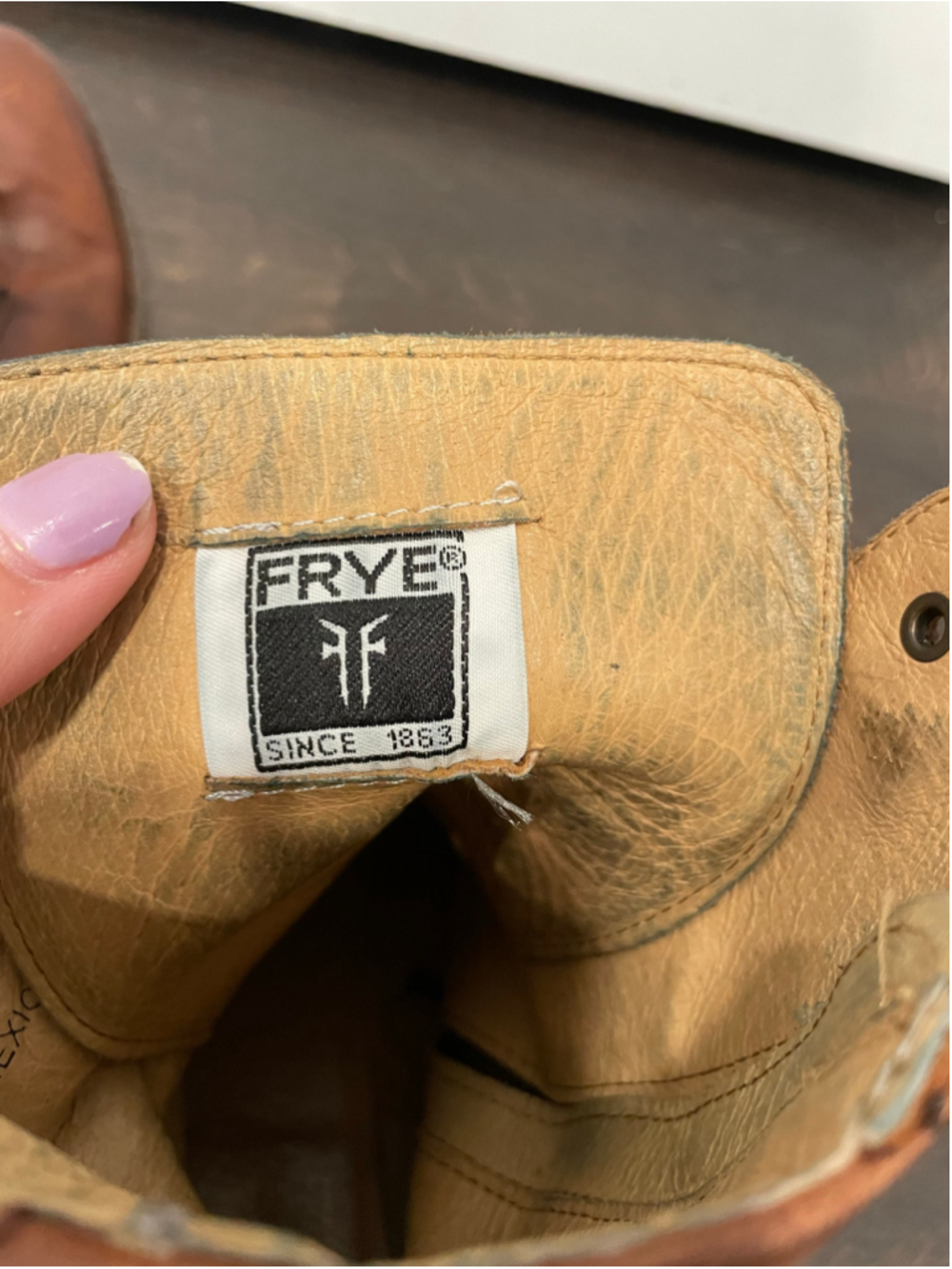 Frye Melissa Short Lace Up Side Zip Combat Engineer ankle boot Brown Leather 10 - Picture 6 of 10